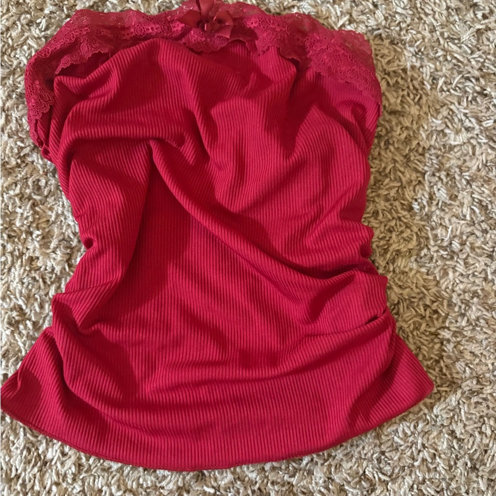 SHEIN Red Lace Trim Camisole